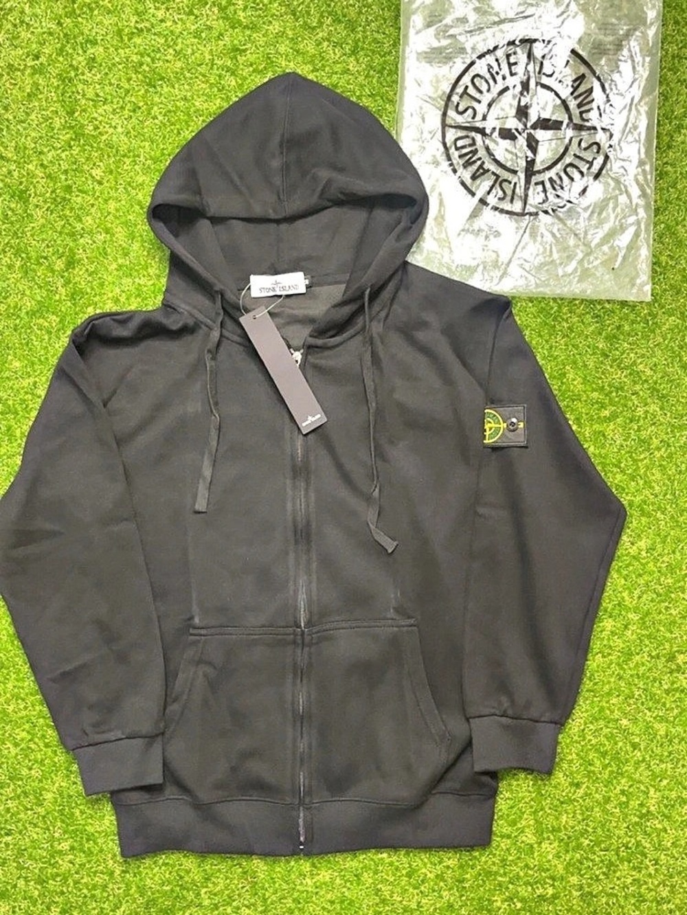 NWT Stone Island Sleeve Compass Badge Zip Up Hoodie Black Medium
